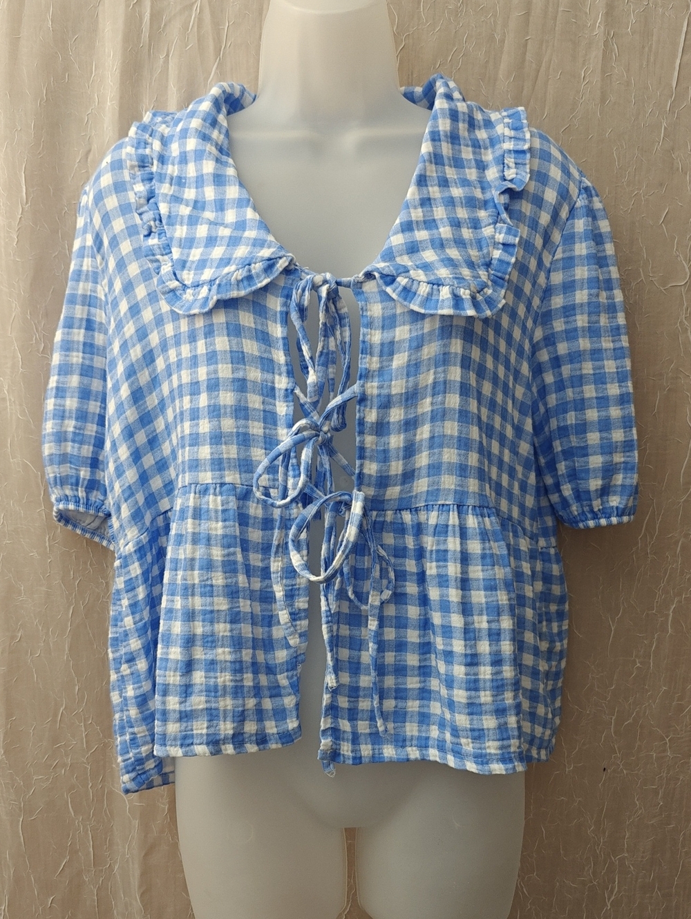 Gingham Tie Front Top